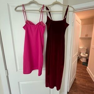 Elegant Pink and Red Slip Dresses